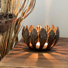 Decorative Drum Art Bowl or Votive, Mango Leaf - Haitian Artisans