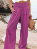 Full Size Smocked Waist Wide Leg Pants - Trendsi - Flyclothing LLC
