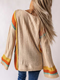 Striped Round Neck Long Sleeve Sweater - Trendsi - Flyclothing LLC