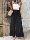 Ruched High Waist Wide Leg Pants - Trendsi