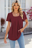 Eyelet Square Neck Flutter Sleeve Blouse - Trendsi - Flyclothing LLC