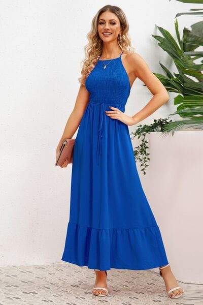Smocked Crisscross Spaghetti Strap Dress - Flyclothing LLC