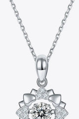 Moissanite Flower Shape Pendant Necklace - Trendsi - Flyclothing LLC