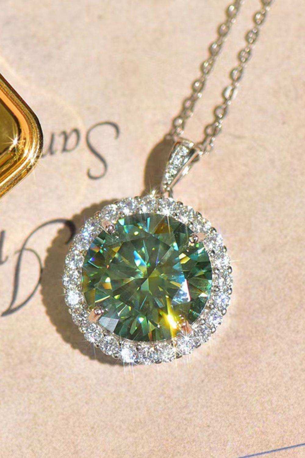 10 Carat Moissanite Pendant Platinum-Plated Necklace - Trendsi - Flyclothing LLC