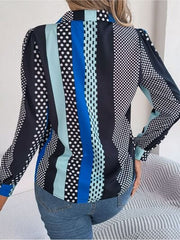 Polka Dot Contrast Long Sleeve Shirt - Trendsi