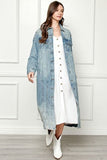 Veveret Full Size Distressed Raw Hem Pearl Detail Button Up Jacket - Flyclothing LLC