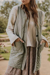 Button Up Pocketed Vest Coat - Trendsi - Flyclothing LLC