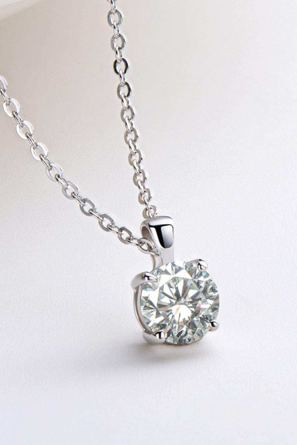 925 Sterling Silver 1 Carat Moissanite Chain-Link Necklace - Trendsi - Flyclothing LLC