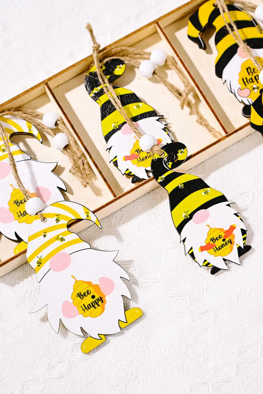 3-Pack Bee Wood Gnome Ornaments - Trendsi - Flyclothing LLC