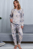 Tie-Dye Crewneck Top and Drawstring Waist Joggers Lounge Set - Trendsi - Flyclothing LLC
