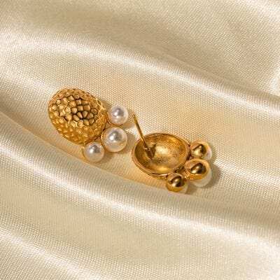 Imitation Pearl Stainless Steel Stud Earrings - Trendsi - Flyclothing LLC