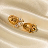 Imitation Pearl Stainless Steel Stud Earrings - Trendsi