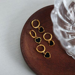 18K Gold-Plated Heart Drop Earrings - Trendsi