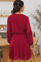 Buttoned Round Neck Mini Dress - Flyclothing LLC