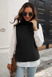 Ribbed Mock Neck Sleeveless Sweater Vest - Trendsi - Flyclothing LLC