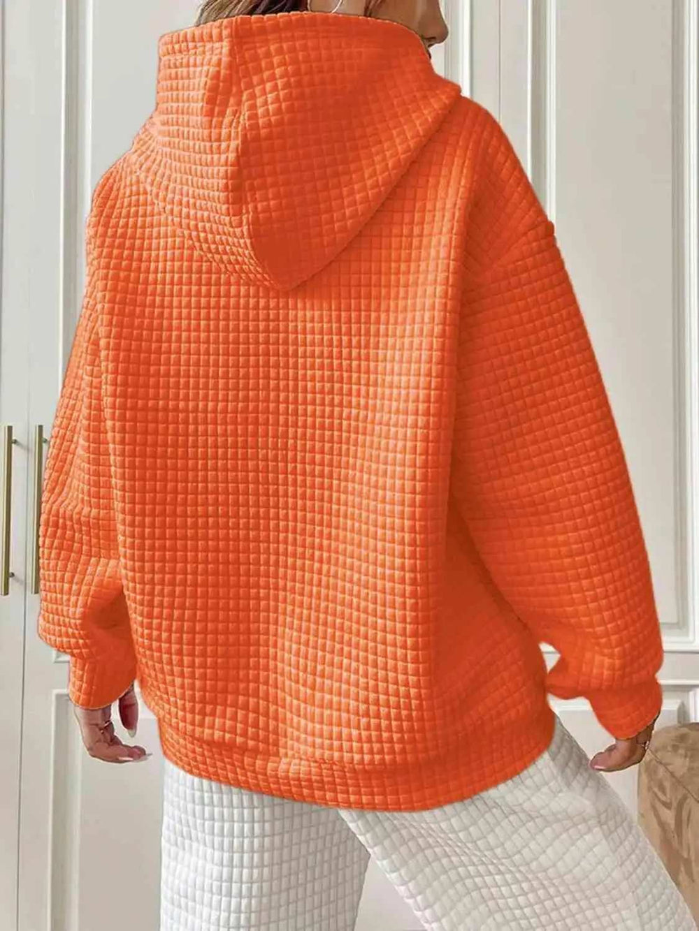 Textured Drawstring Drop Shoulder Hoodie - Trendsi - Flyclothing LLC