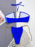 Chain Detail Halter Neck Bikini Set - Trendsi