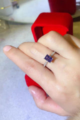 1 Carat Moissanite 925 Sterling Silver Rectangle Ring in Blue - Flyclothing LLC