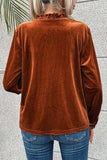 Notched Frill Detail Long Sleeve Blouse - Trendsi - Flyclothing LLC