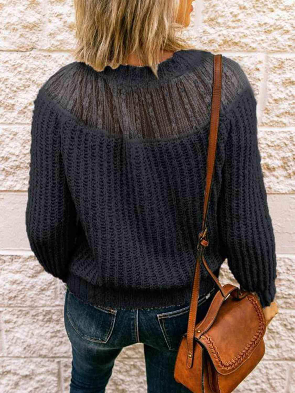Round Neck Rib-Knit Sweater - Trendsi - Flyclothing LLC