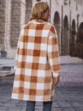 Plaid Collared Neck Button Down Coat - Trendsi - Flyclothing LLC