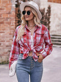 Plaid Dropped Shoulder Longline Shirt - Trendsi - Flyclothing LLC