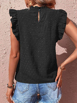 Swiss Dot Butterfly Sleeve Top - Trendsi - Flyclothing LLC