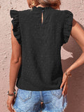 Swiss Dot Butterfly Sleeve Top - Trendsi