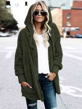 Teddy Hooded Jacket with Pockets - Trendsi - Flyclothing LLC