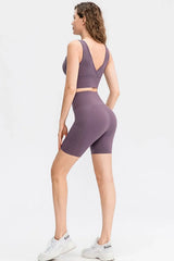 Wide Waistband Sports Shorts with Pockets - Trendsi - Flyclothing LLC