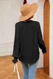 Notched Neck Flounce Sleeve Blouse - Trendsi - Flyclothing LLC