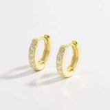 925 Sterling Silver Inlaid Zircon Huggie Earrings - Trendsi - Flyclothing LLC