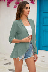 Half Sleeve Open Front Cardigan - Trendsi - Flyclothing LLC