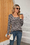Printed Square Neck Long Sleeve Blouse - Trendsi - Flyclothing LLC