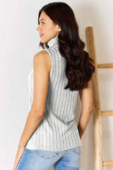 Basic Bae Full Size Ribbed Turtleneck Tank - Trendsi - Flyclothing LLC