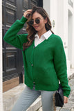 Button Down Ribbed Trim Cardigan - Trendsi