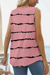 Printed Square Neck Curved Hem Tank - Trendsi