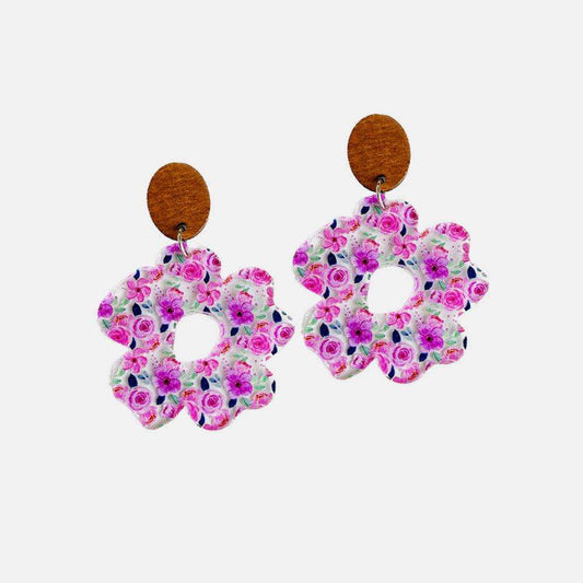 Flower Shape Acrylic Dangle Earrings - Trendsi - Flyclothing LLC