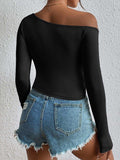 Asymmetrical Long Sleeve Side Tie Blouse - Trendsi - Flyclothing LLC