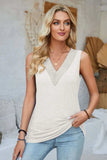 Lace Detail V-Neck Tank - Trendsi - Flyclothing LLC