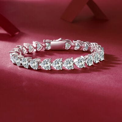 24 Carat Moissanite 925 Sterling Silver Heart Bracelet - Trendsi