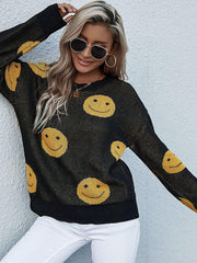 Smiley Face Sweater - Trendsi