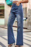 Buttoned Loose Fit Jeans with Pockets - Trendsi