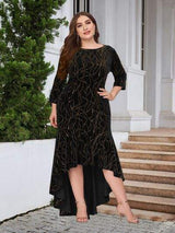 Plus Size Ruffle Hem High-Low Dress - Trendsi - Flyclothing LLC