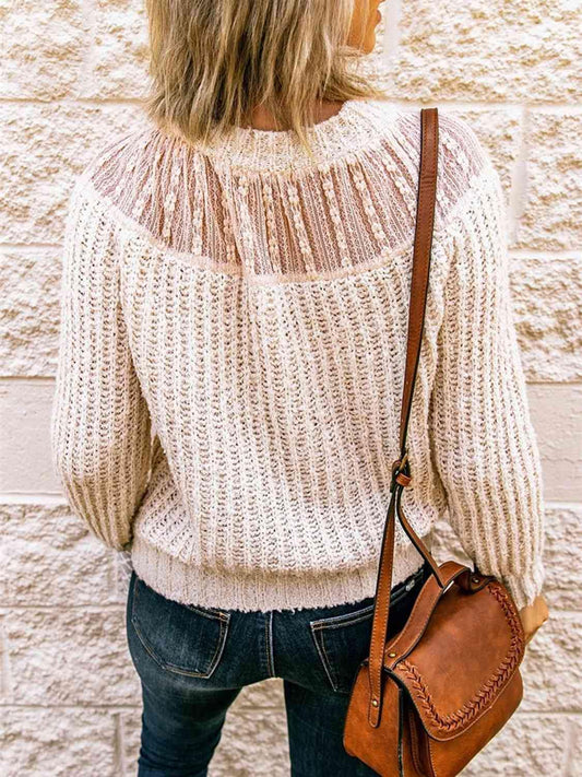 Round Neck Rib-Knit Sweater - Trendsi