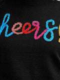 Plus Size CHEERS Round Neck Short Sleeve Sweater - Trendsi - Flyclothing LLC