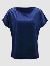 Round Neck Short Sleeve T-Shirt - Trendsi - Flyclothing LLC