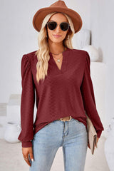 Notched Long Sleeve T-Shirt - Trendsi - Flyclothing LLC