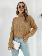 Turtleneck Dropped Shoulder Sweater - Trendsi - Flyclothing LLC