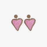 Raffia Grass Heart Teardrop Earrings - Trendsi
